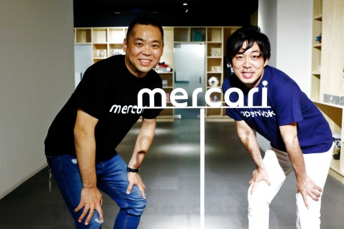 メルカリ社長の小泉文明氏(写真左)とオープンワーク副社長の麻野耕司氏(撮影:竹井俊晴、ほかも同じ)