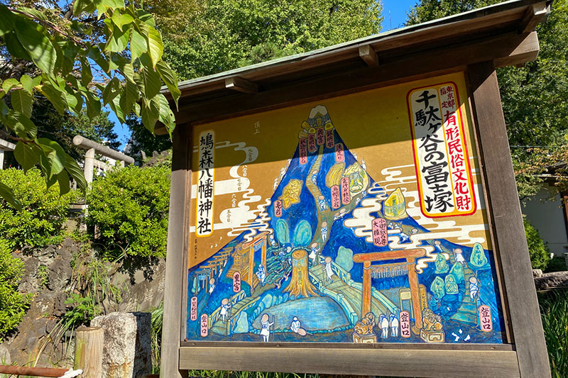 千駄ヶ谷の富士塚。非常に立派で、都内で現存する最古の富士塚だ