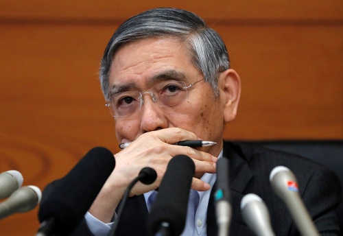 日銀の黒田東彦総裁。景気後退時に、日銀に残された政策はほとんどない(写真:ロイター/アフロ)