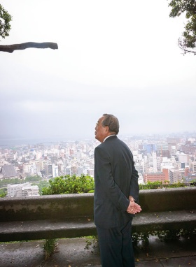 鹿児島の市街地を一望できる城山公園から市街地を望む。鹿児島は稲盛氏の出身地である